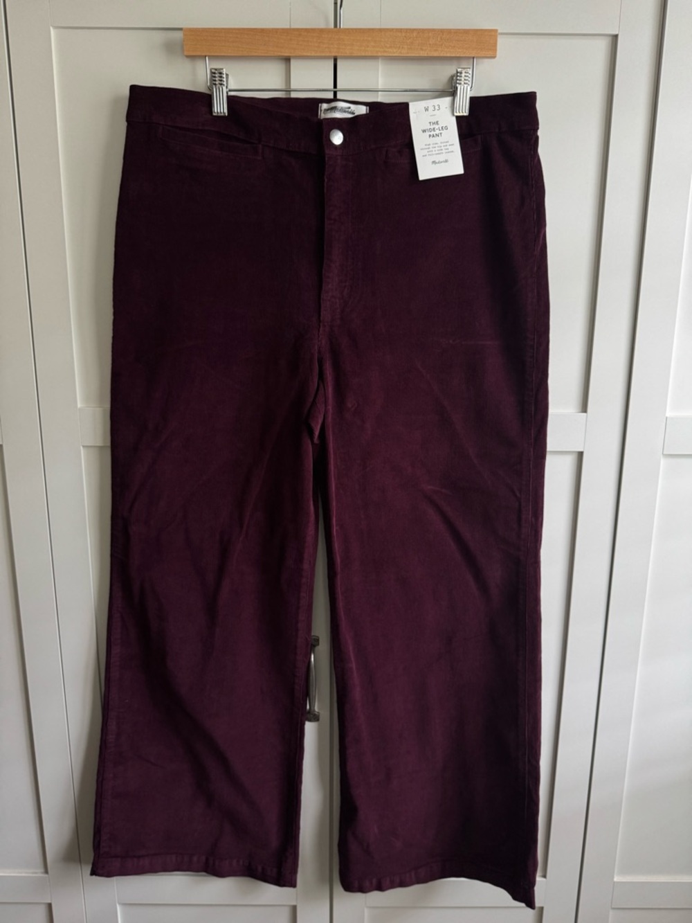 Madewell The Wide-Leg Pant in Corduroy in Dark Pomegranate Size 33 - Picture 4 of 6